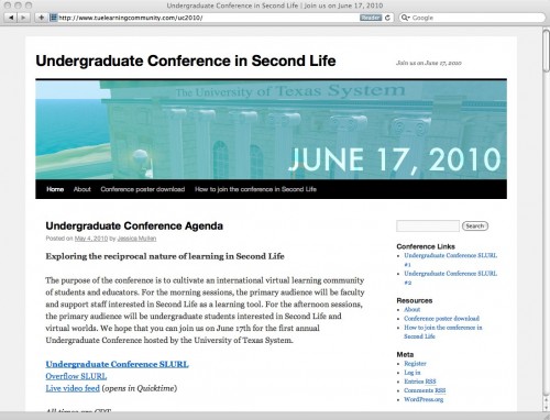 Undergraduate Conference in Second Life | Join us on June 17, 2010 Undergraduate Conference in Second Life | Join us on June 17, 2010